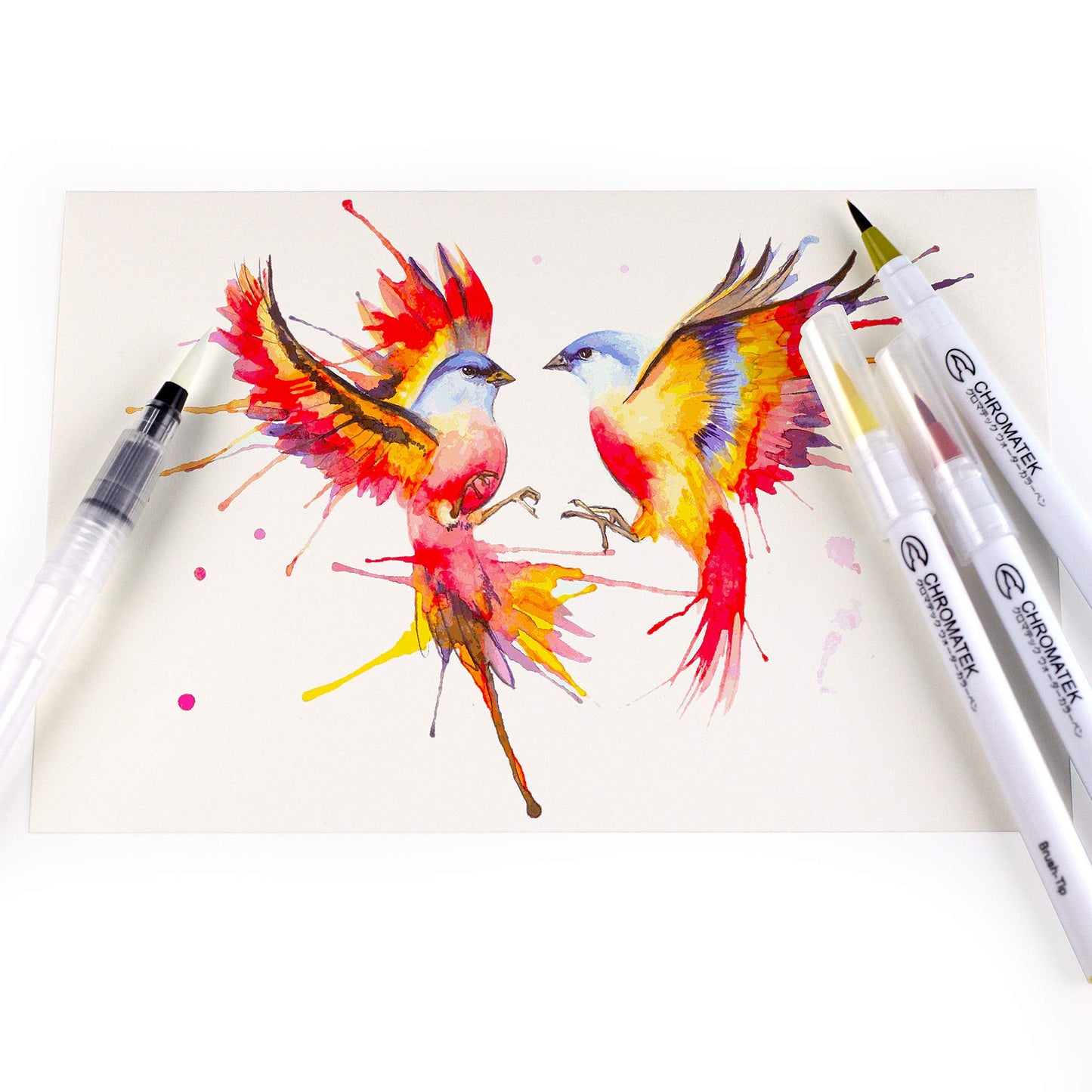 CHROMATEK 30 Watercolor Brush Pens - 15 Page Tutorial Pad and Online Video Series - Real Brush Tip, Vivid, Blendable - Professional Artist Quality - 27 Colors - 3 Aquapens