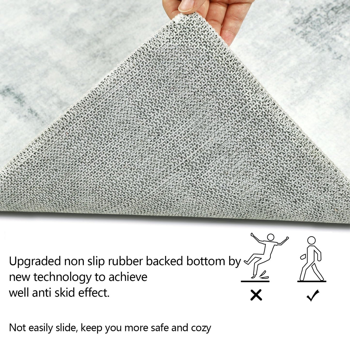 Famibay 5x8 Area Rug Washable Neutral Rugs for Living Room Thin Low Pile Bedroom Carpet Modern Abstract Carpet Rugs for Living Room Bedroom Entrance(Grey)