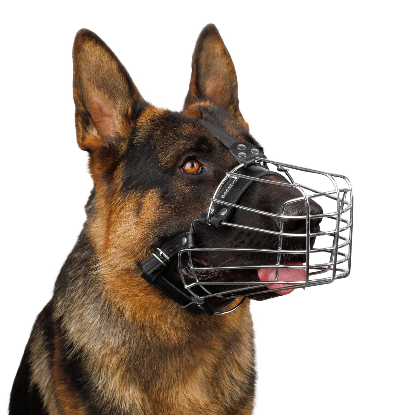 BRONZEDOG Wire Dog Muzzle German Shepherd for Medium Large Dogs Adjustable Durable Metal Basket for Biting Chewing Barking (M)
