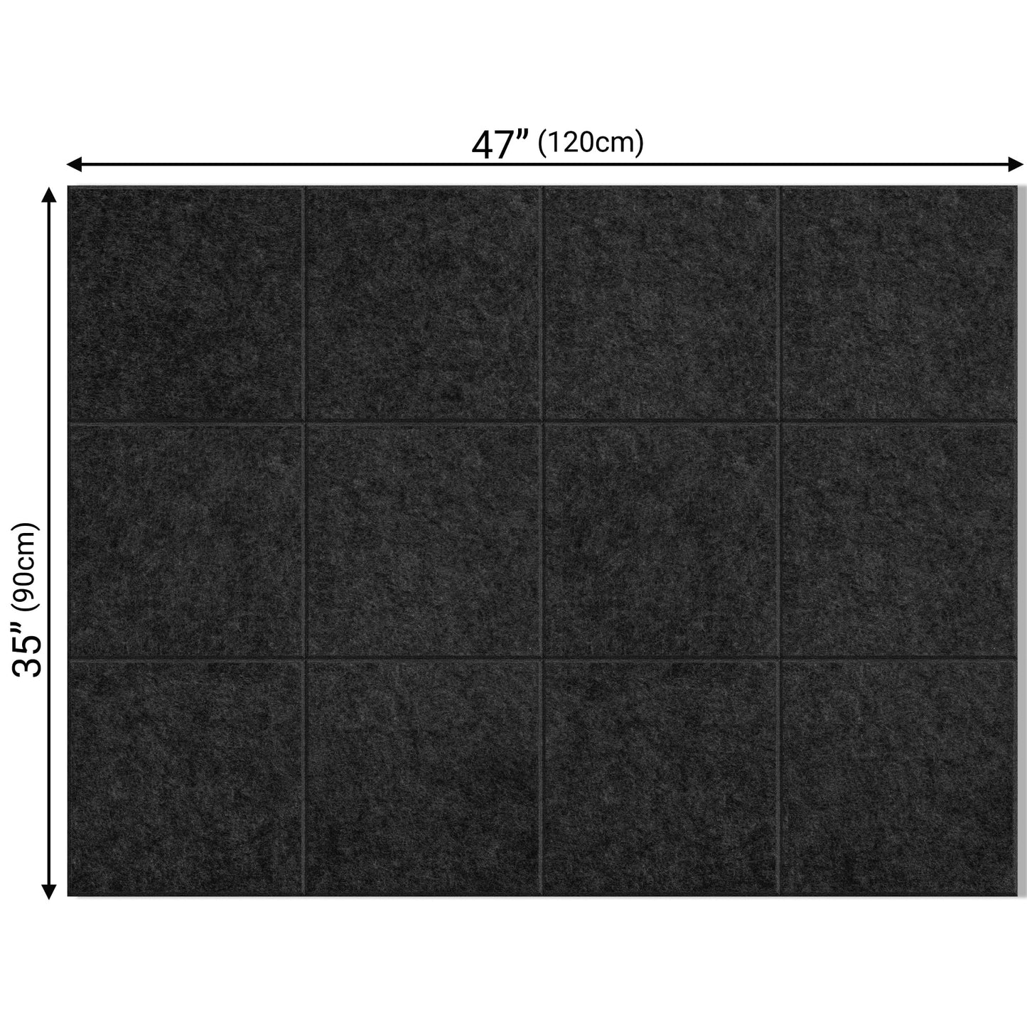 AKTOP Black Cork Bulletin Board 47"x35", 12 Pack Removable Felt Cork Board Tiles for Wall, Large 48 x 36 Bulletin Board Notice Pin Board for Office, School & Home, 48 Safe Adhesive Tabs, 20 Pushpins
