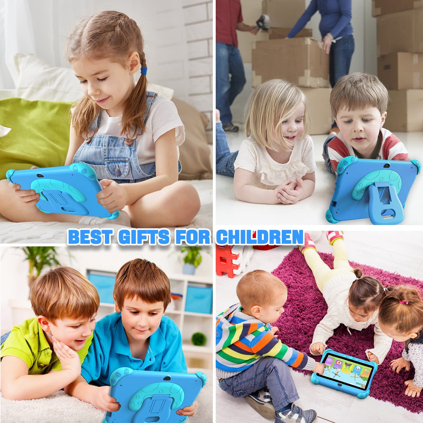 Ascrecem Kids Tablet Android 7 inch Toddler Tablet for Kids with WiFi Dual Camera Parental Control 32GB ROM 128GB Expand Children's Tablets with Kid Software Educational Games Ages 3 to 14 Years(Blue)