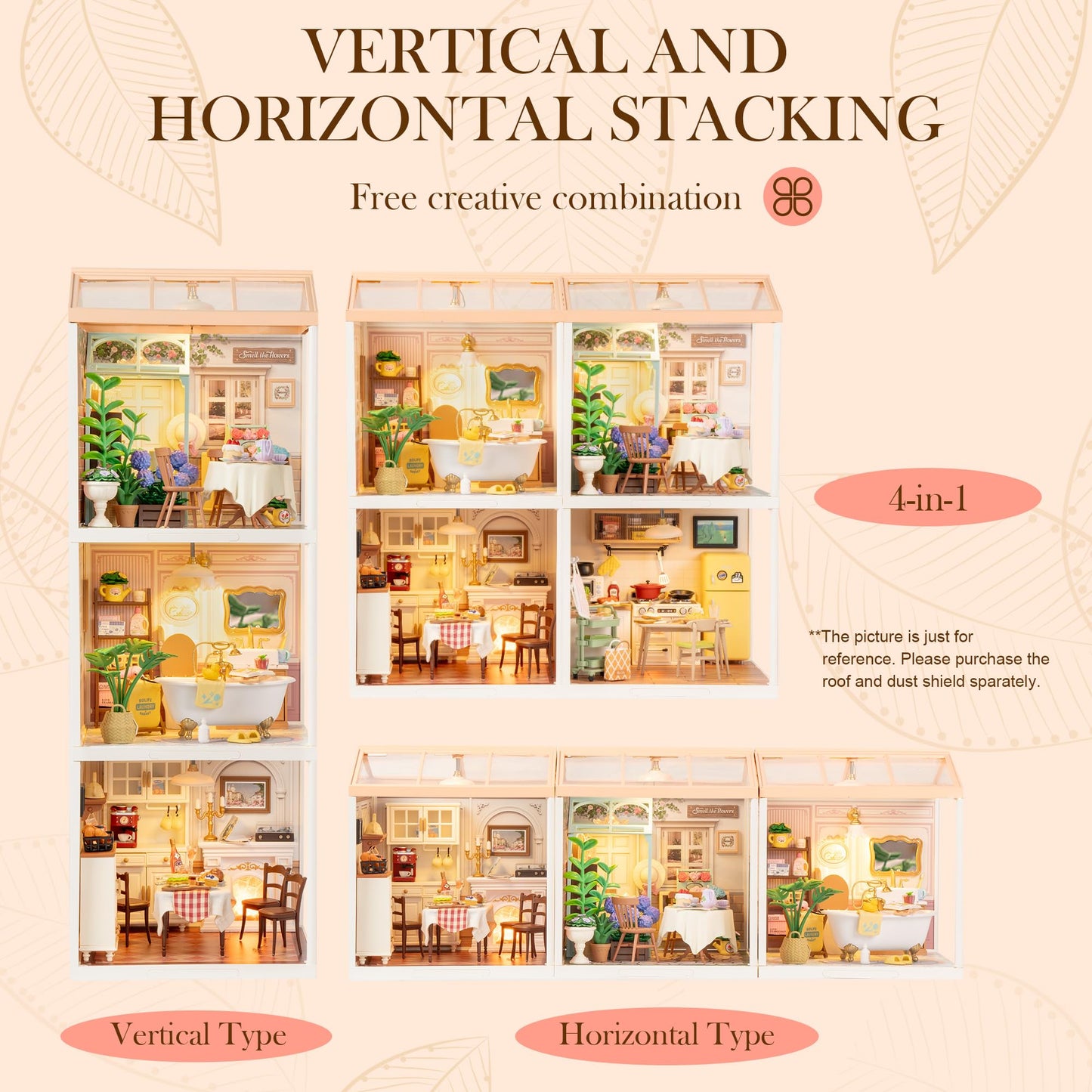 ROBOTIME Super Creator Toy Building Set DIY Miniature House Kit with LED Tiny Room Making Kit Expandable Plastic Craft Toy for Creative Play Home Decor Unique Hobby Gift (Pop Bubble Bathroom)