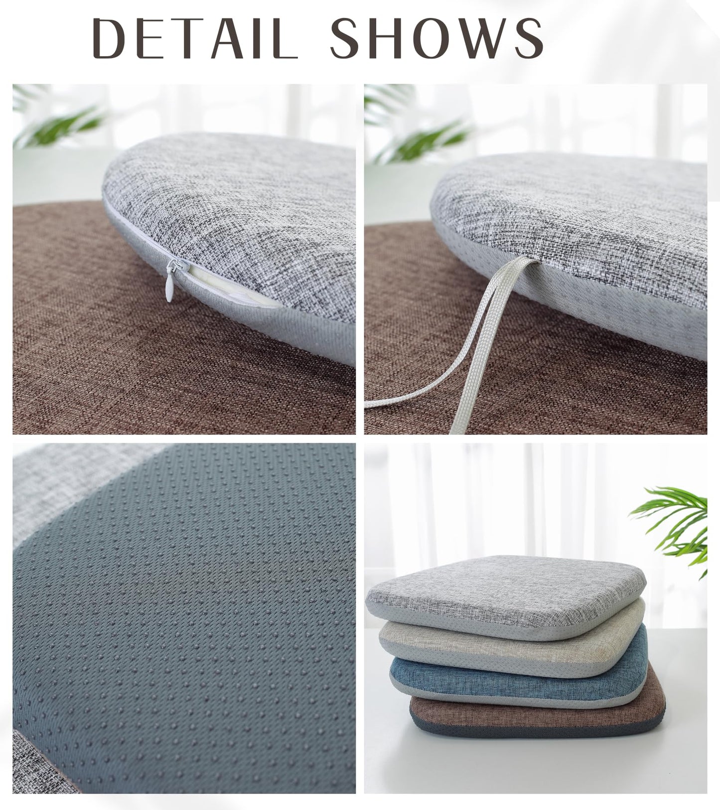 Huierxun High Resilience Memory Foam Chair Cushion 15"x15"x2" Set of 2 Square Chair Pads and Washable Cover Non Slip Seat Cushions for Indoor Dining Room Kitchen and Office Chairs (Green,15"x15")