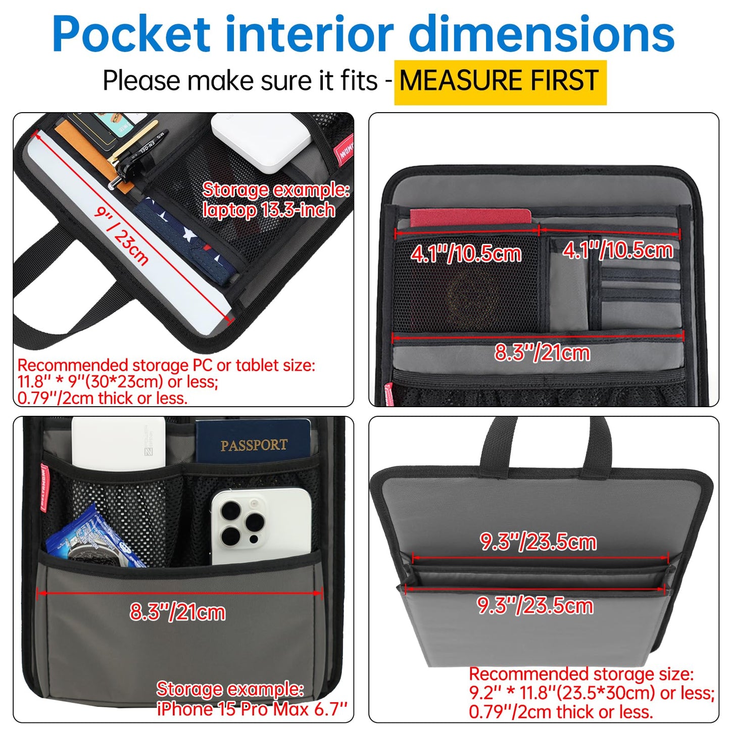 Slim Rugged Backpack Organizer Insert for Business Casual Men Women -13 Pockets,Padded Nylon,Max 14'' laptop-Black