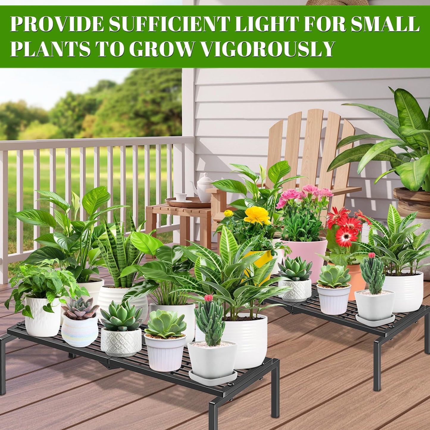 1 Tier Metal Plant Stand Indoor Outdoor, Potted Multiple Flower Pot Holder Rack Plant Shelf, Heavy Duty Planter Display Shelving for Patio Balcony Garden Living Room Decorative (1 Tier-black)