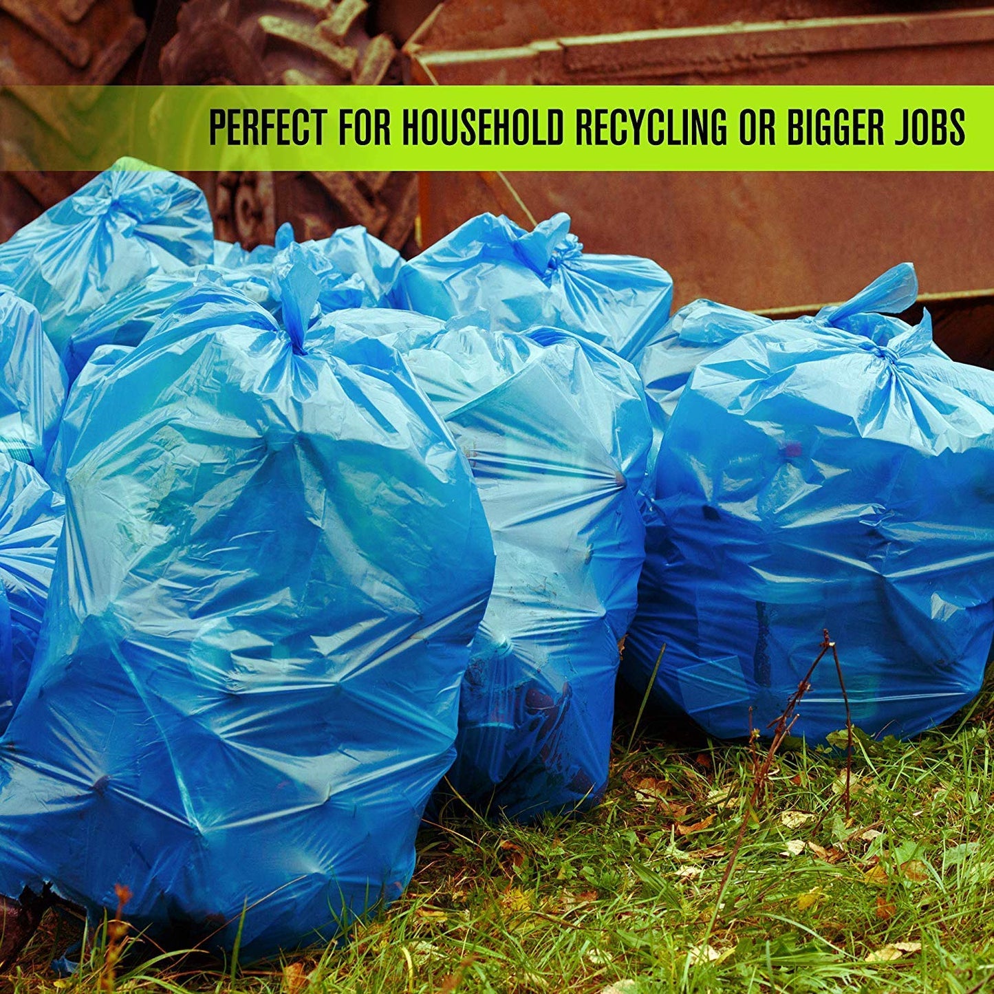 Aluf Plastics 33 Gallon Blue Trash Bags - (Pack of 100) - 1.2 MIL - Garbage or Recycling Bags 33" x 39" - Large Plastic Can Liners - for Industrial, Home, Contractor, Recycling