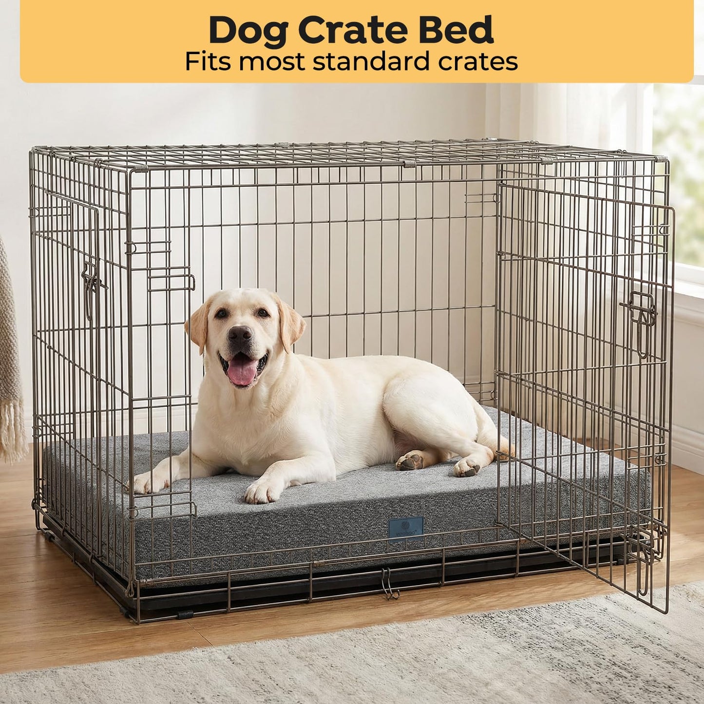 Veehoo Chew Proof Dog Crate Bed, XL Extra Large Indestructible Dog Bed for Crate, Tough Chew Resistant Pet Pad with Removable Washable Cover & Hidden Zipper