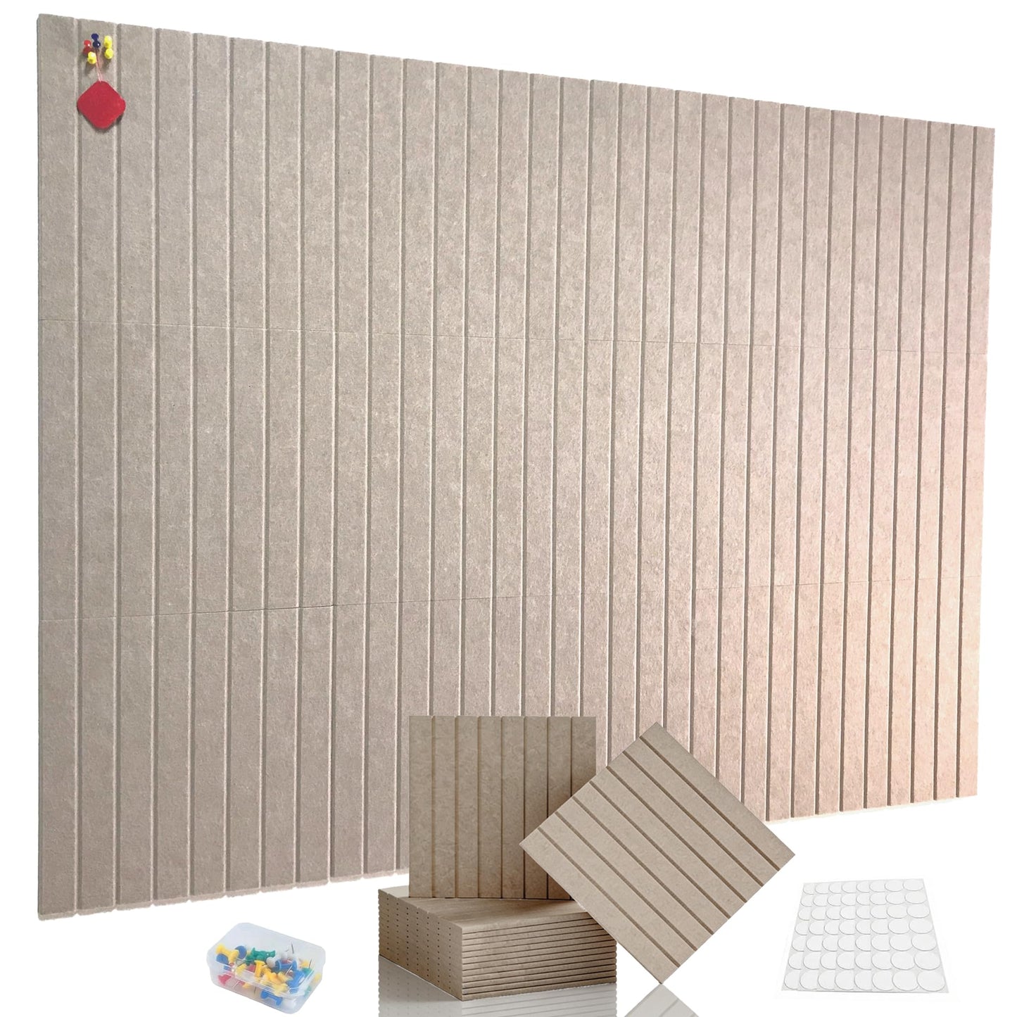 MegaBlues Large Felt Bulletin Board 48" x 36" Cork Board Alternative-12 Pack with 72 Safe Removable Adhesive Tabs, Cork Boards for Walls Cork Board for Home Office Classroom Pin Board (Taupe)