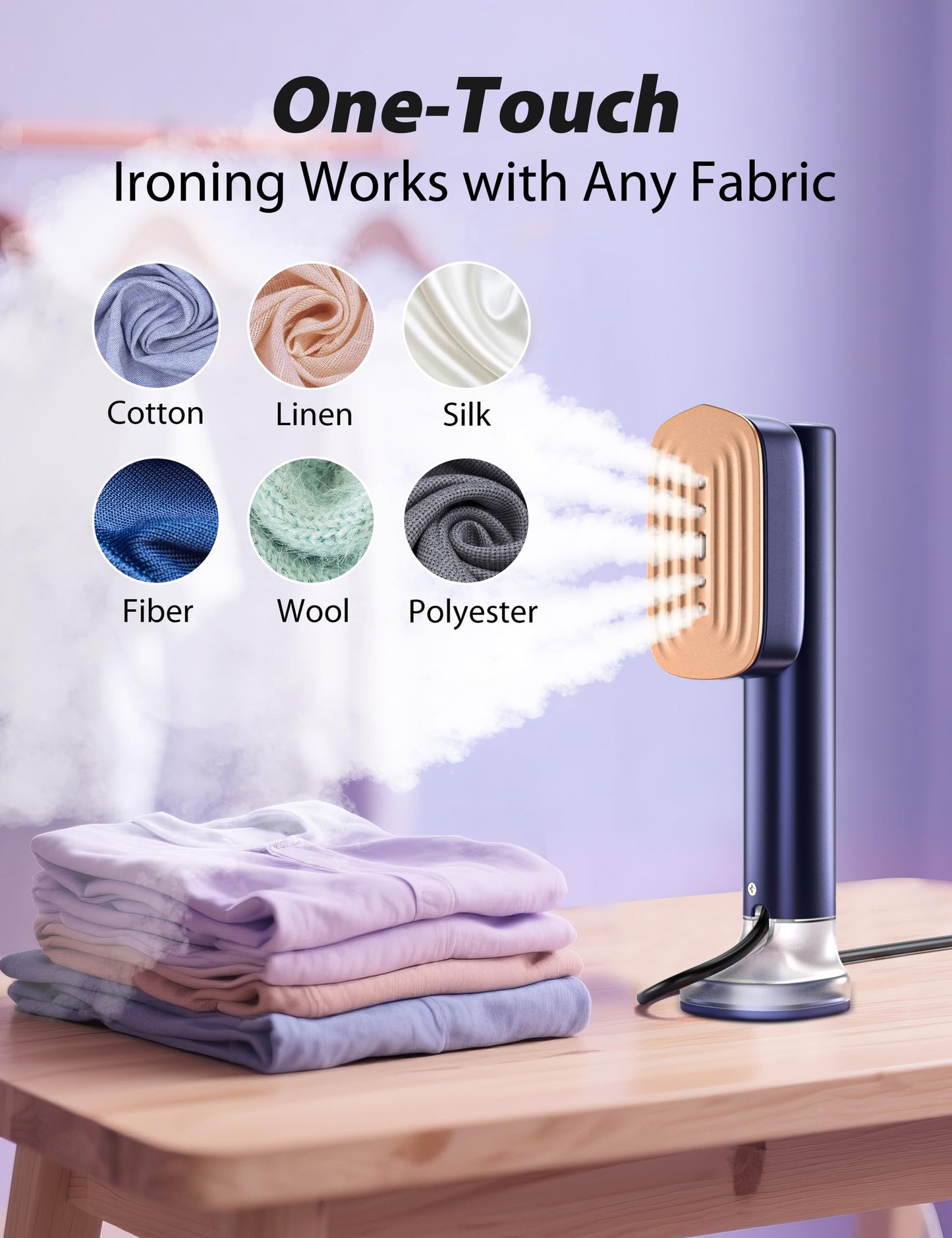 Steamer for Clothes Portable Handheld Garment Steamer,15s Fast Heat-up,180ml Tank,Steamer Ironing Gloves,35 Minutes of Continuous Ironing for Travel and Home(Navy Blue)