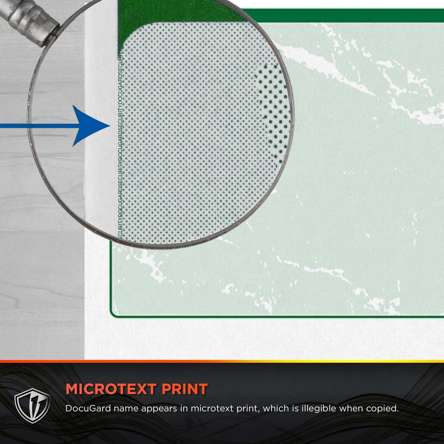 DocuGard Standard Green Marble Bottom High Security Check Paper - QuickBooks & Laser/Inkjet Printer Compatible - 11 Security Features - 500 Blank Business Checks (04518)