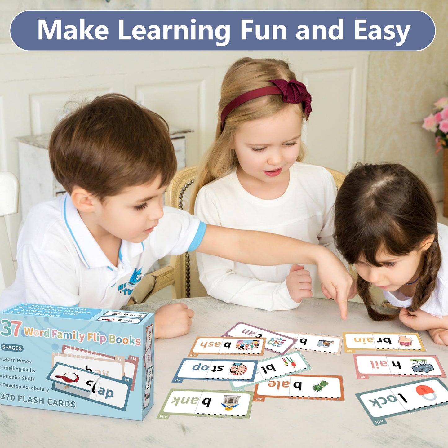 Yoink Word Family Build Book - 37 Read and Rhyme Flip Books for Kids, Learn to Read Phonics & Sight Flash Cards for Kindergarten, Preschool Classroom Homeschool Learning Activities