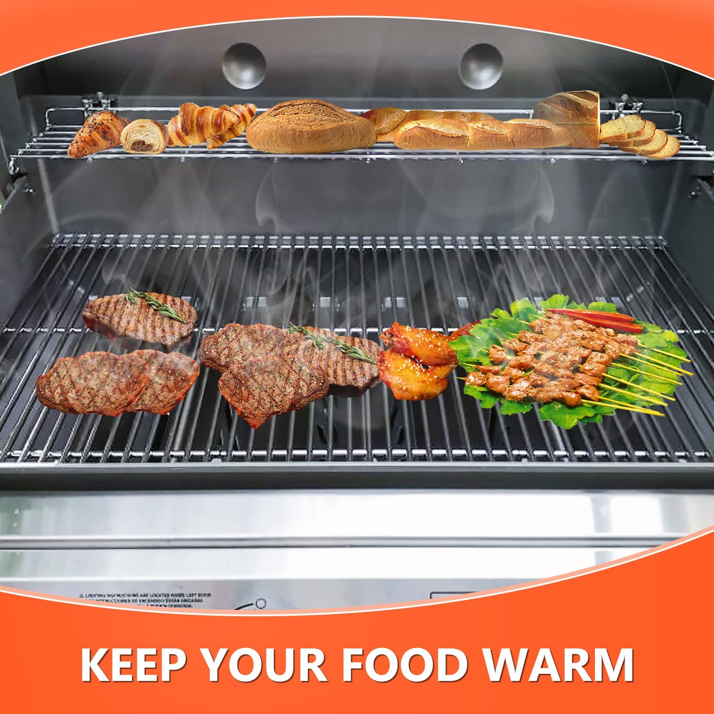 QuliMetal- 66045 Grill Warming Rack for Weber Genesis Ii 400 Series Gas Grills, Genesis Ii E/S/Se 410, Ii E/S 435 Series, Stainless Steel