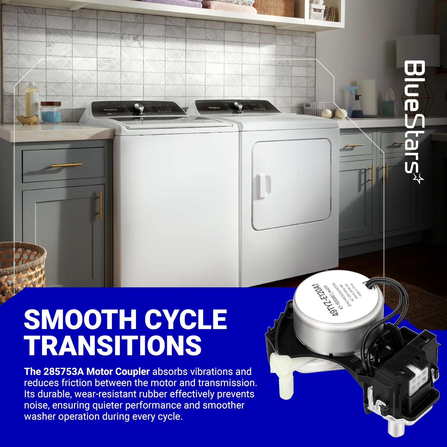 BlueStars W10913953 49tyz-e120a1 Washer Shift Actuator Replacement - Compatible with Whirlpool Kenmore Washing Machines - Replaces W10815026 PS11769864 W10597177 WPW10597177 W10913953VP AP6037270