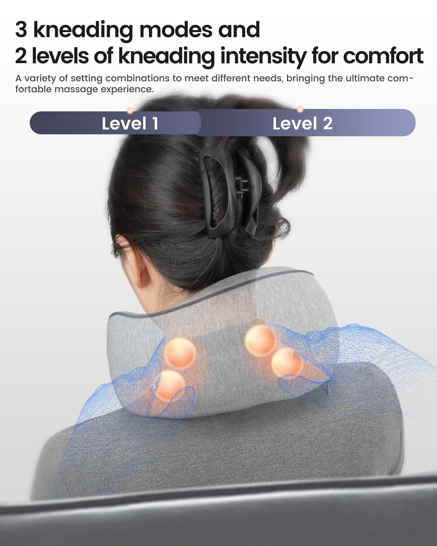 CILI Cordless Neck Massager Pillow with Heat,Shiatsu Neck Massager with 3 Adjustable Intensity,Heated Massage Pillow for Travel,Lightweight & Hand-free for Home, Office,Gifts for Mom,Dad