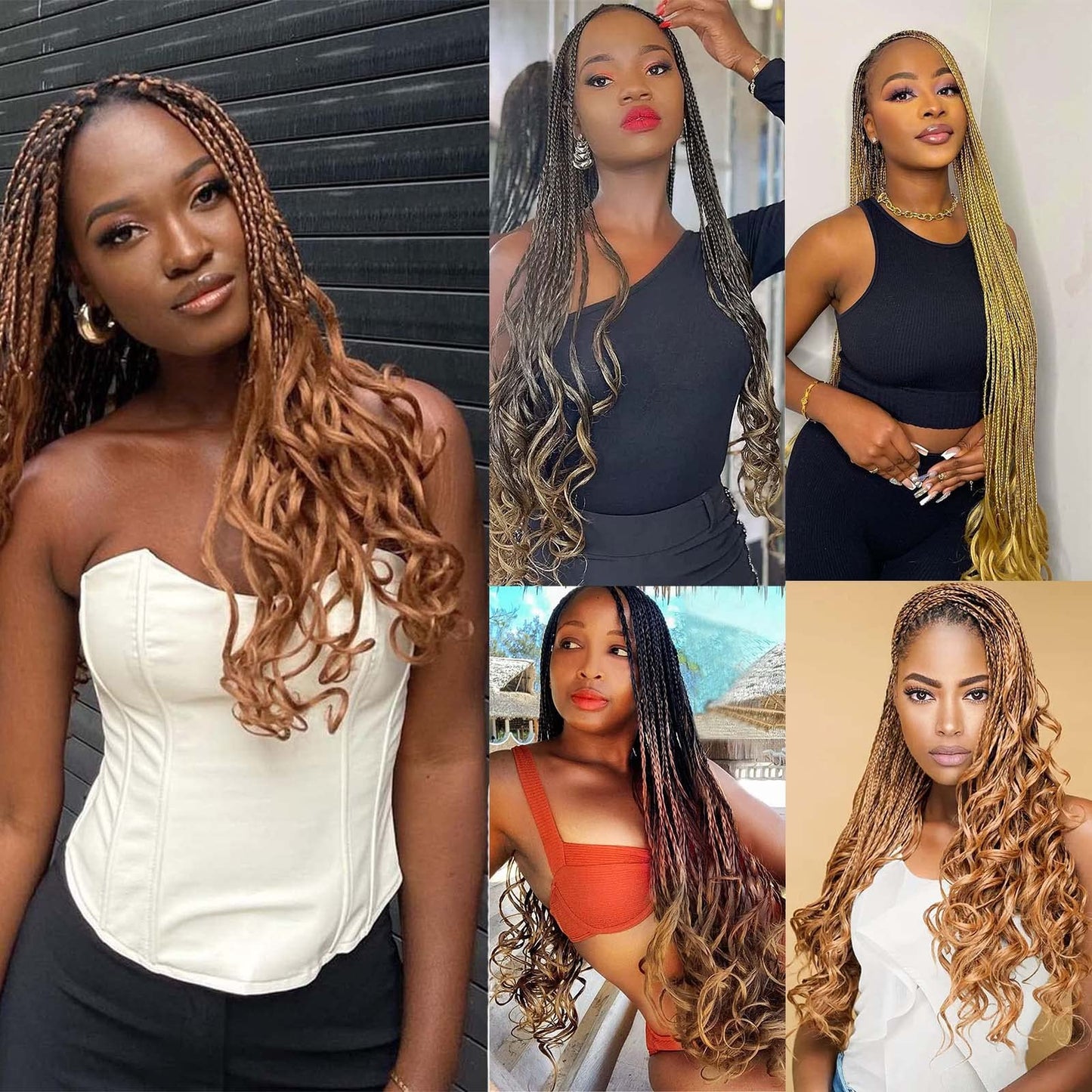 9 Packs French Curl Braiding Hair 30 Inch French Curls Braids Hair Pre Stretched Bouncy Loose Wavy Braiding Hair Synthetic Crochet Braids Hair For Box Braids Hair Extension For Women（30 Inch，27#）