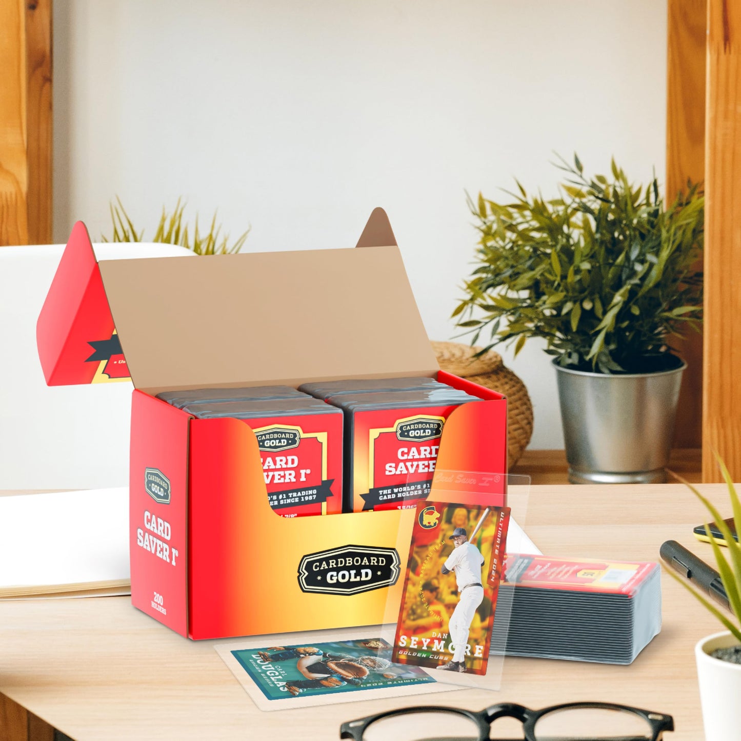 Cardboard Gold CARD SAVER 1-200 Count - Semi Rigid Card Holder, Trading Card Protectors - PSA-Approved Cardsaver for Baseball, Trading, Sports Cards - Card Sleeves, Binder, & Storage Box Compatible