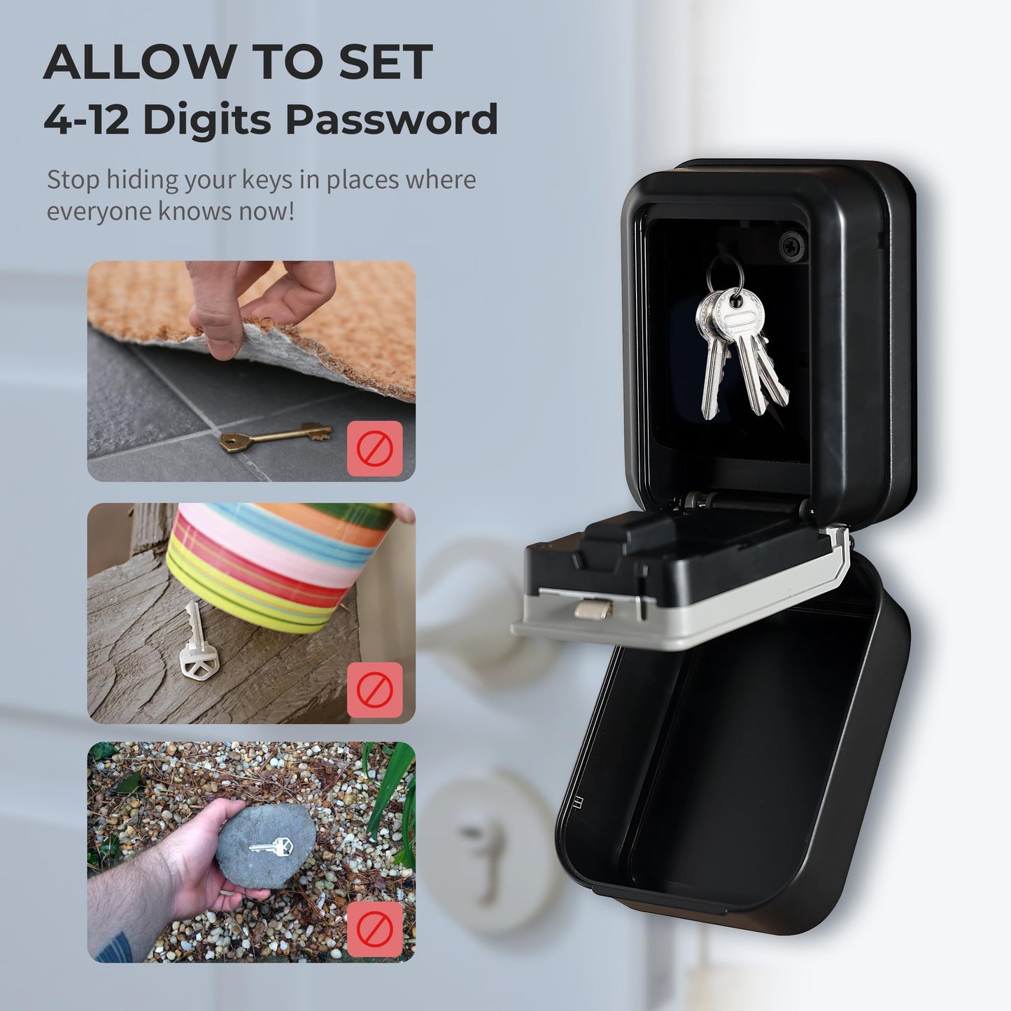 Smart Key Lock Box with Electronic Code, APP Control, PIN Code Access, Weatherproof Safe for House, Garage, Apartment