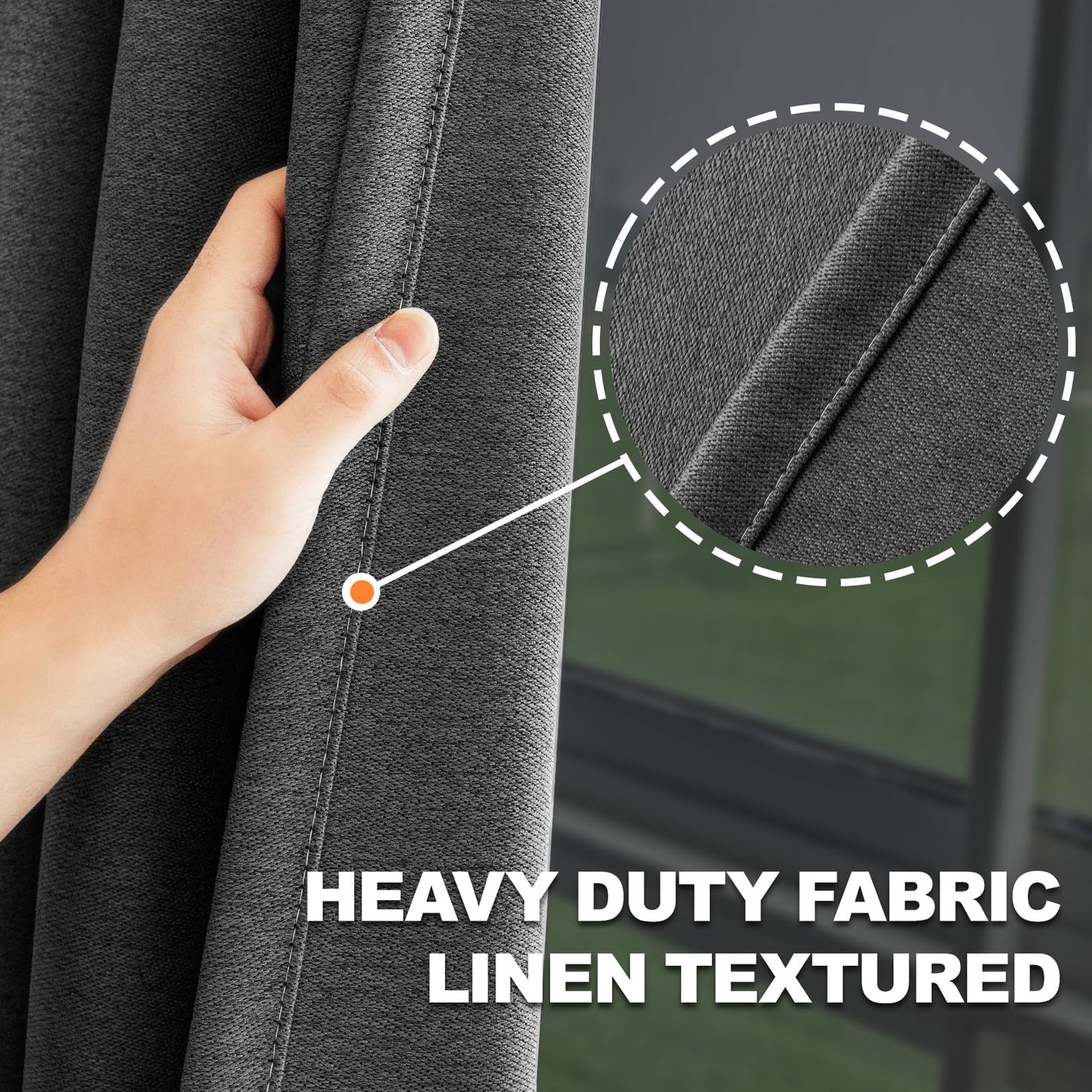 JIVINER 2 Panel Set Linen Blackout Curtains for Bedroom Living Room Darkening Curtains Grommet Thermal Insulated 84 inch Window Drapes Panels (Dark Gray, W52 X L84,2 Panels)