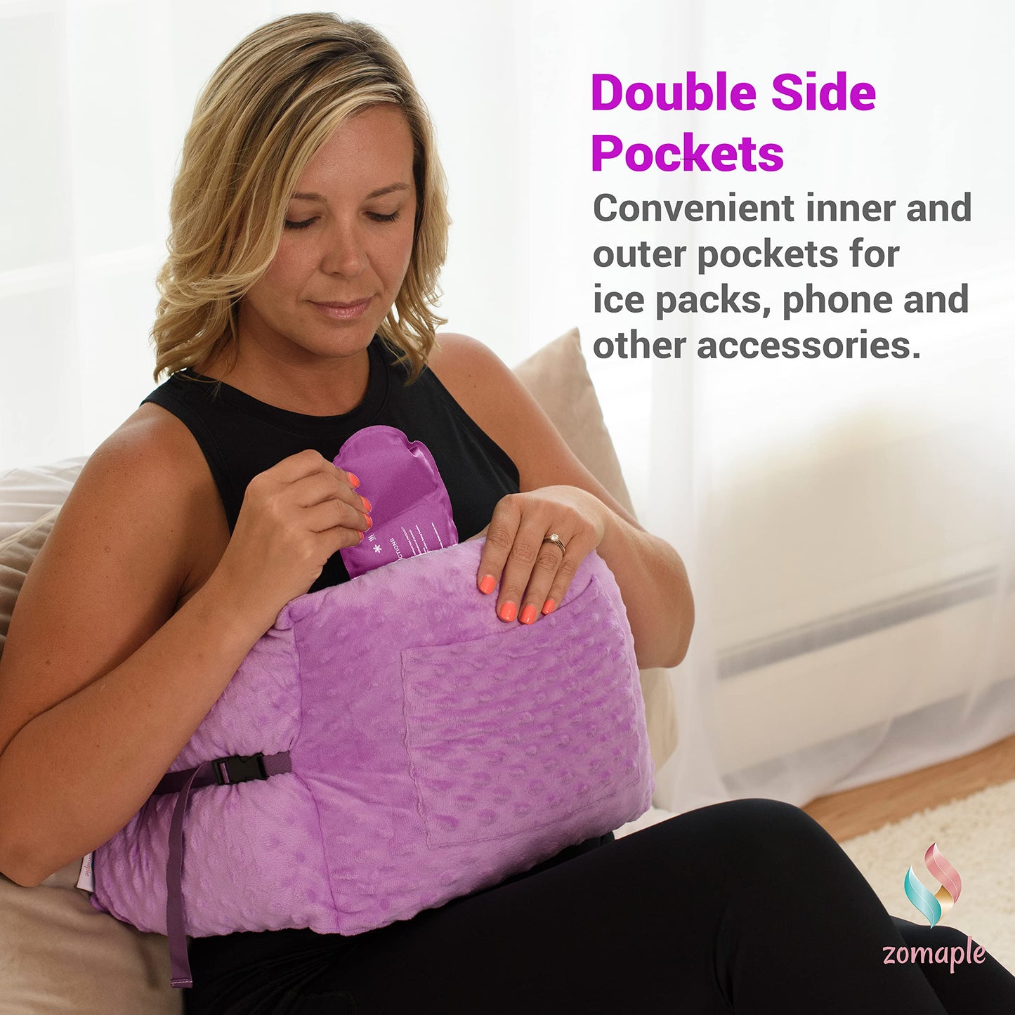 Zomaple Post Mastectomy Pillow, Lavender – Gentle Chest Protection for Sleep & Car Rides – Reduces Underarm Pressure, Cushions Everyday Bumps & Helps You Relax – Pillow for Mastectomy Recovery Support