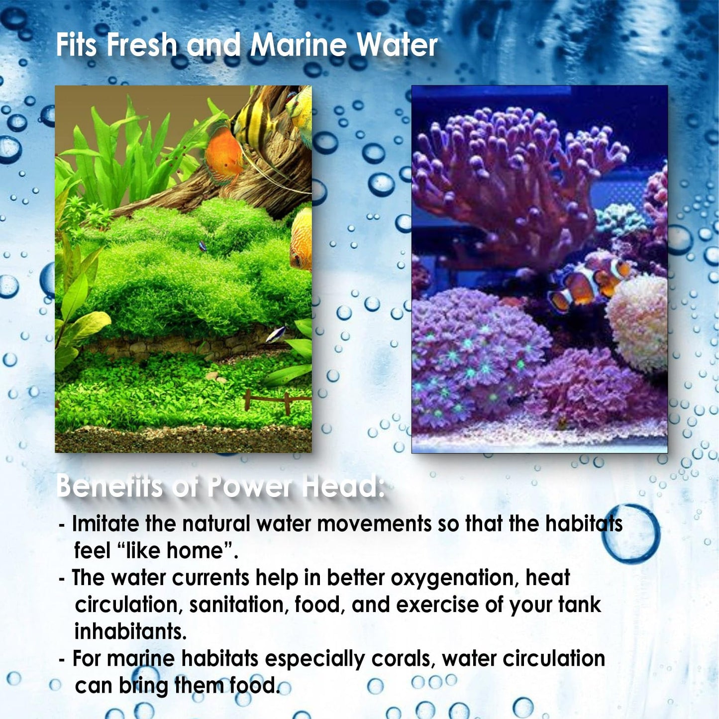 AquaMiracle Black Submersible Aquarium Powerhead Pump, 320GPH, For Tanks 60-100Gal, Wave Maker, Aeration, Fresh/Saltwater, 18W, 115V, Black