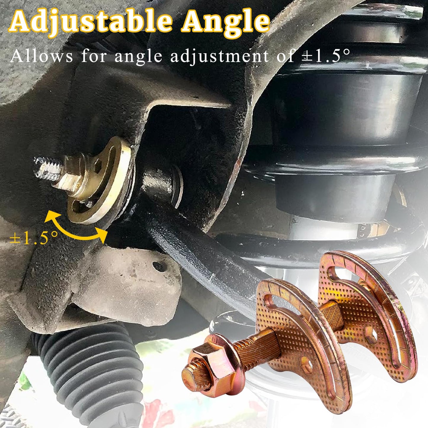 Upper Control Arm Bolts Alignment Camber Bolt Kit Fit for Chevrolet Silverado 1500 1500HD Classic GMC Yukon XL Savana Sierra Hummer H2 H2T 2WD 4WD ± 1.5° Correction Adjustment Suspension Kit 4Pcs