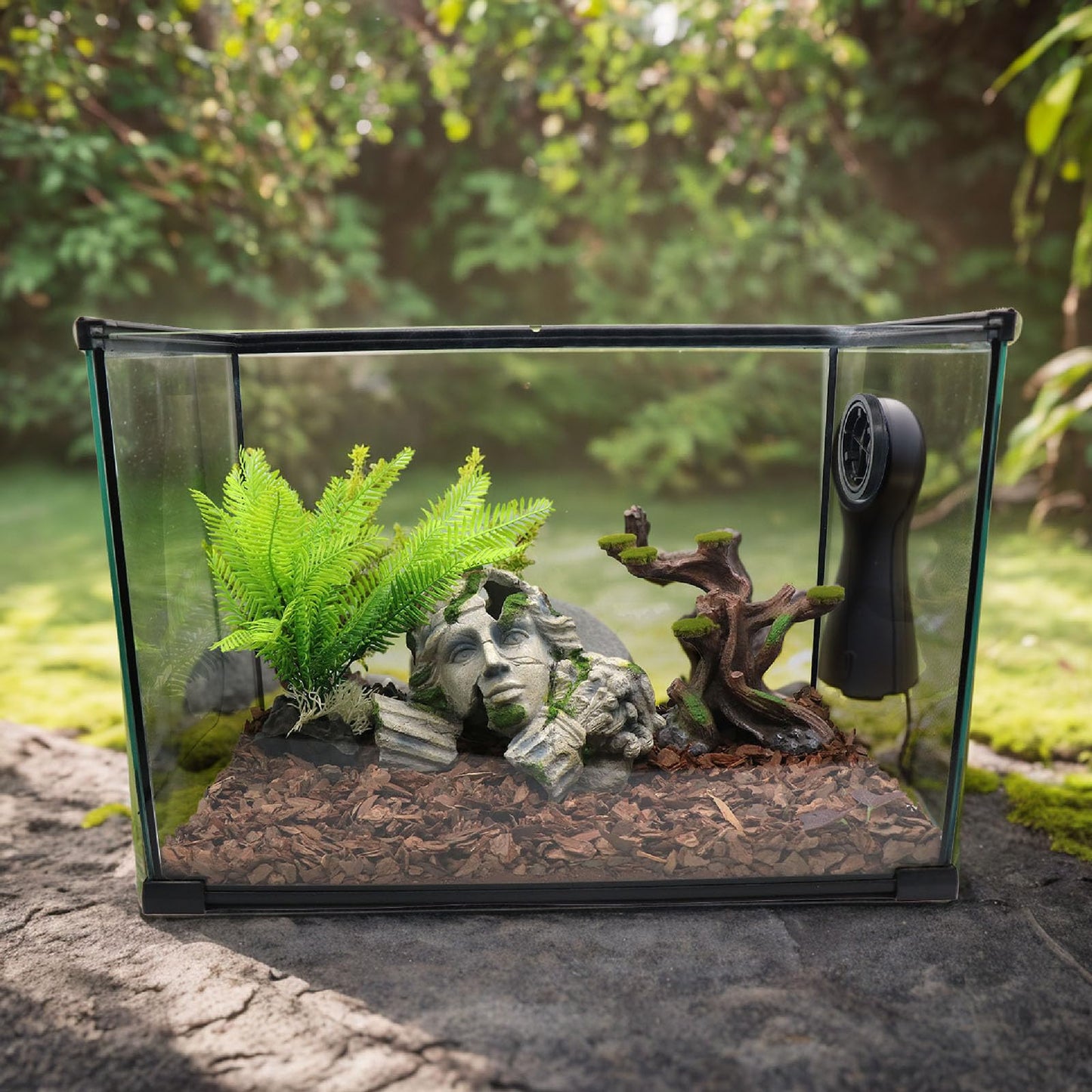 Aquarium Hideaway Cave Fish Tank Decorations, Reptile Cave Hideout Tank Accessories Decorations for Amphibians, Betta Fish, Shrimp, Lizards, Leopard Gecko