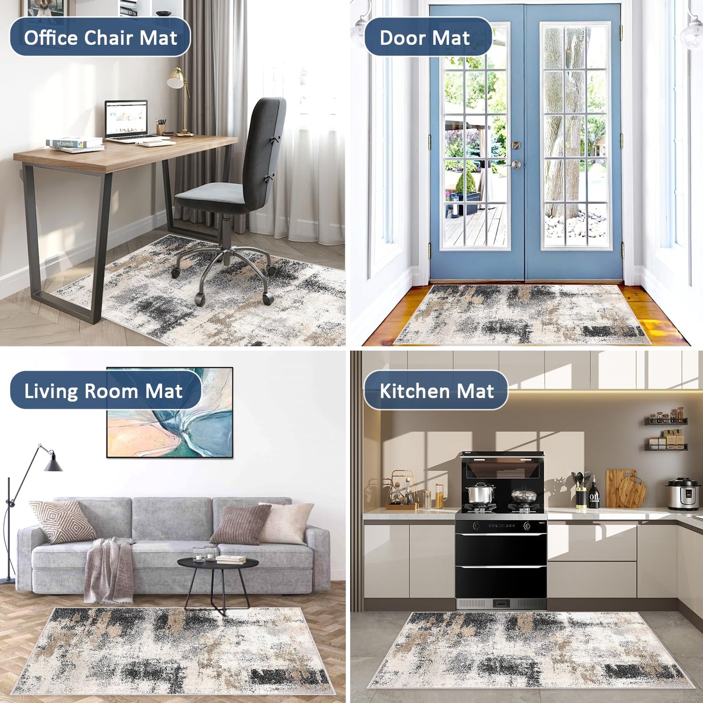 ZOKBOM Office Chair Mat, 36"x48" Printed Chair Mat for Hardwood Floor with Non-Slip Backing, Washable Home Office Floor Protector (C)
