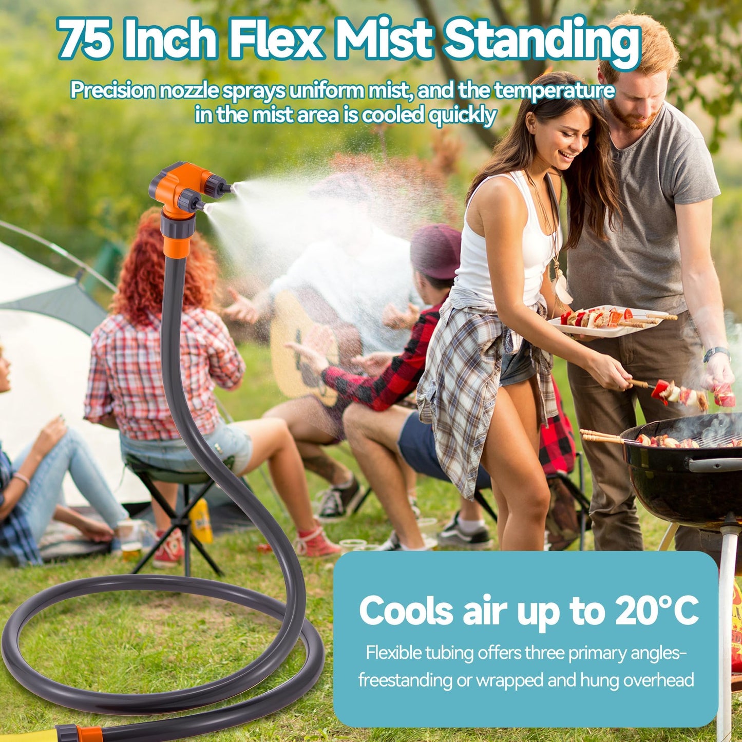 Misters for Outside Patio, Flexible Standing Mister, Portable Misting System for Cooling Outdoor, Water Mister for Garden, Backyard, Mist Playing, Patio Cooling