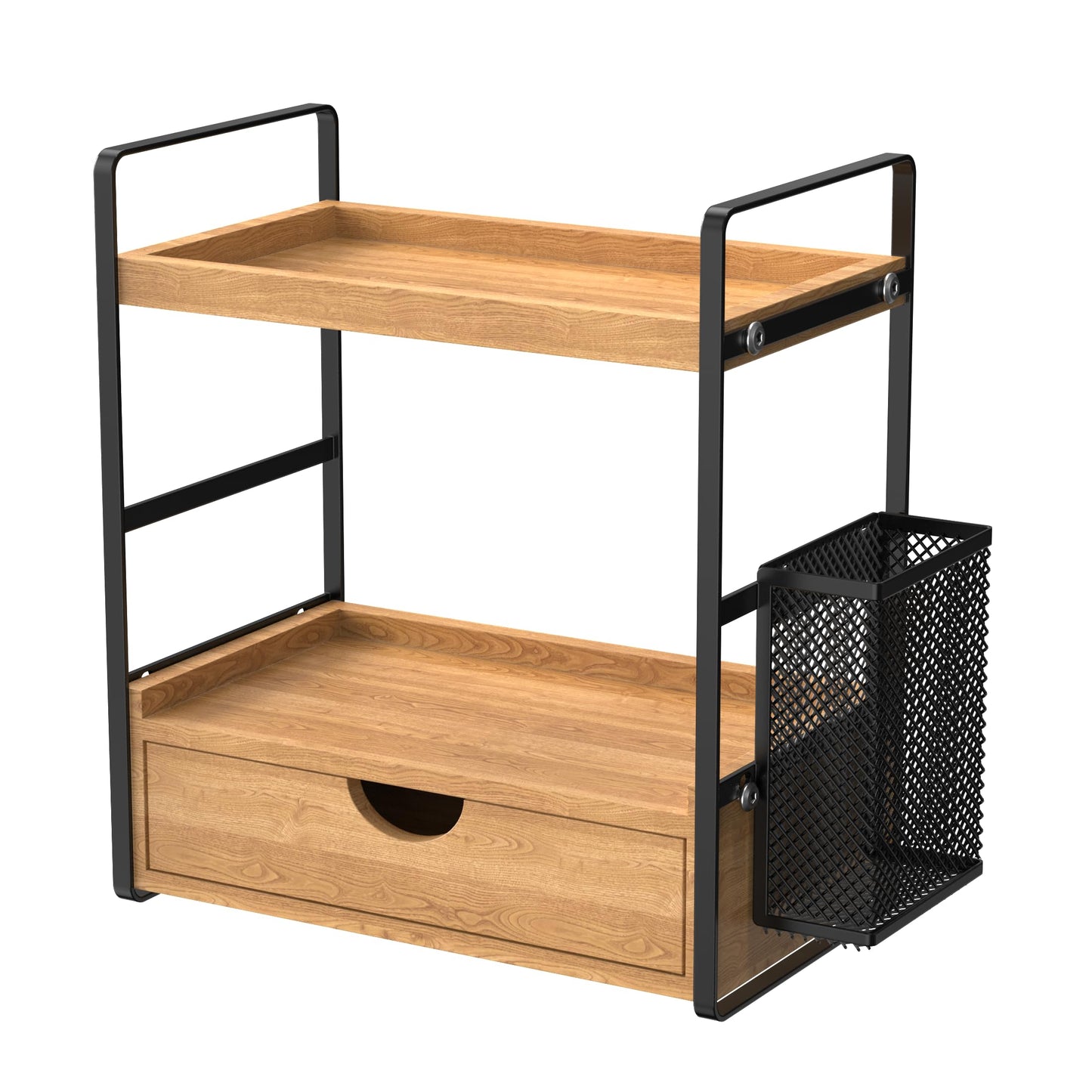 LEMIKKLE 2-Tier Bathroom Counter Organizer with Drawers and Baskets, Multi-Purpose Makeup Organizer Countertop, Large Skincare Organizers, Exquisite Vanity Organizer，Wood