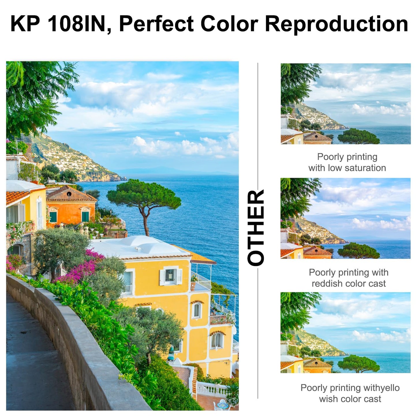 Compatible for Canon Selphy CP1500 Paper and Ink KP-108IN 3 Color Ink Cartridges & 108 Sheets 4x6 Photo Paper for Selphy CP1300, CP1200, CP1500, CP910, CP900, CP760, CP770, CP780 CP800 Printer