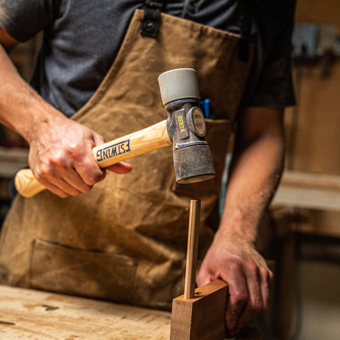 24 Oz Black and Gray Rubber Mallet Hammer
