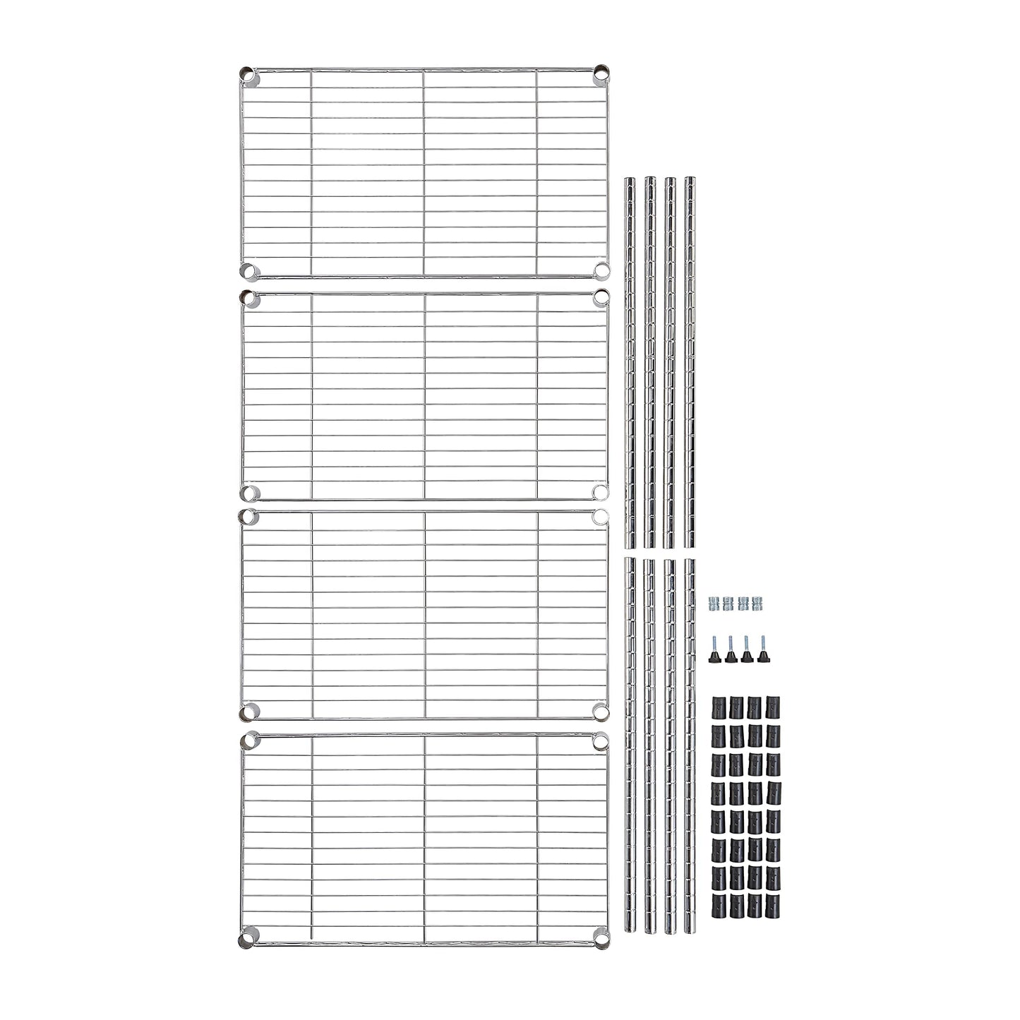 Amazon Basics 4-Shelf Adjustable Steel Storage Unit, 200 lb Capacity per Shelf, 34.04 cm D x 58.93 cm W x 121.92 cm H, Chrome