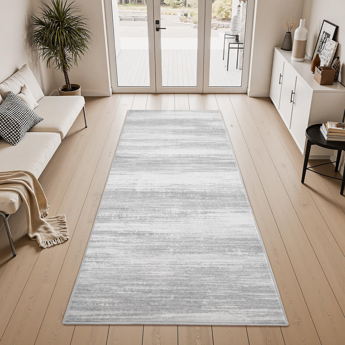 tchdio Abstract Runners for Hallways - 2x10 Runner Rug Washable Non Slip, Modern Abstract Carpet Ultra Soft Kitchen Runner, Low Pile Rugs for Entryway Bedside Laundry Room Grey