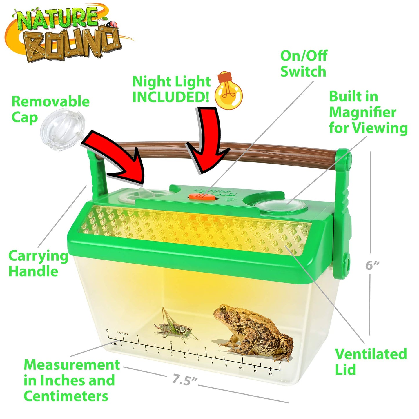 Nature Bound Bug Catcher Critter Barn Habitat for Indoor/Outdoor Insect Collecting with Light Kit, Green, Basic (NB501)