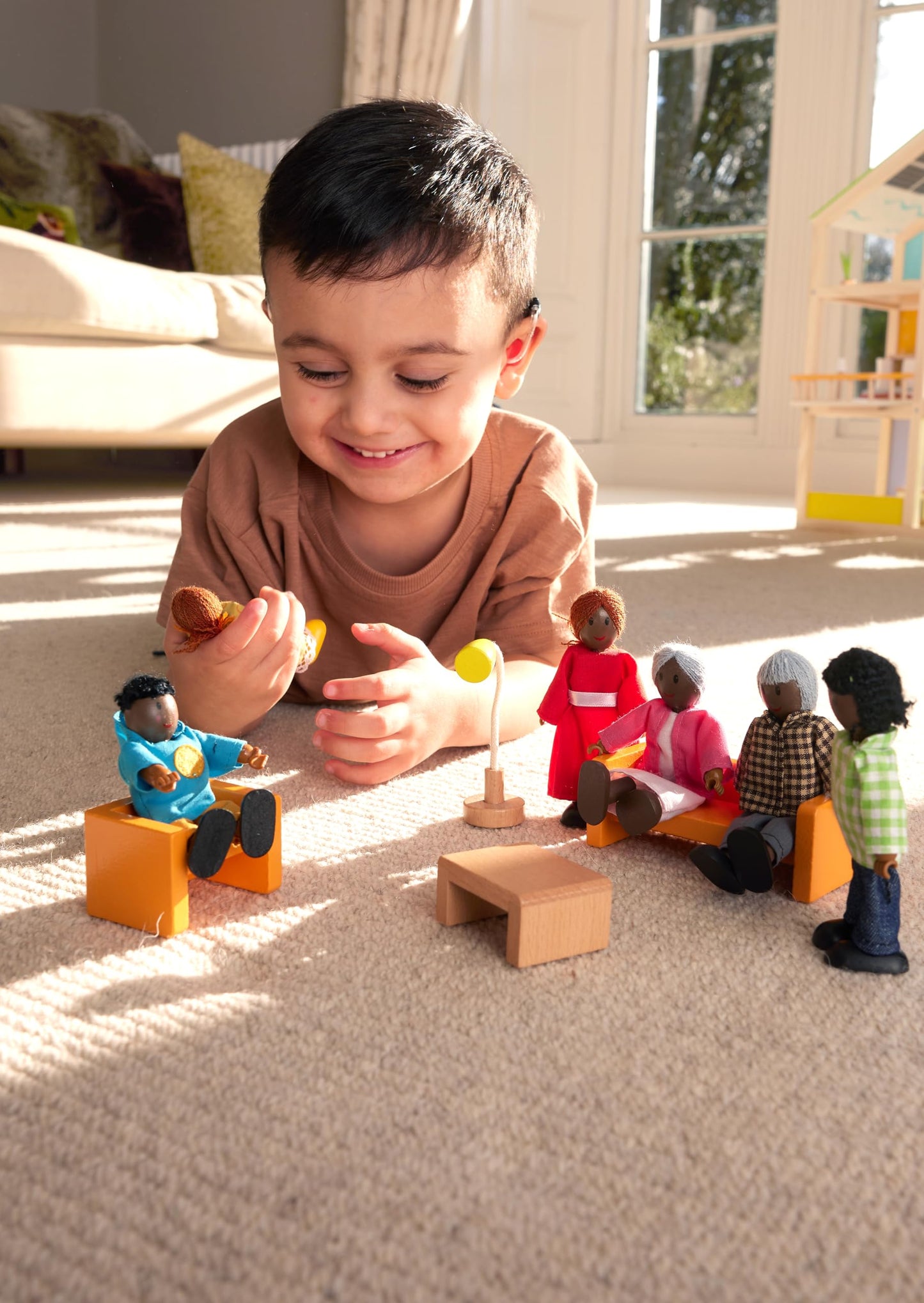 Hape African American Wooden Doll House Family