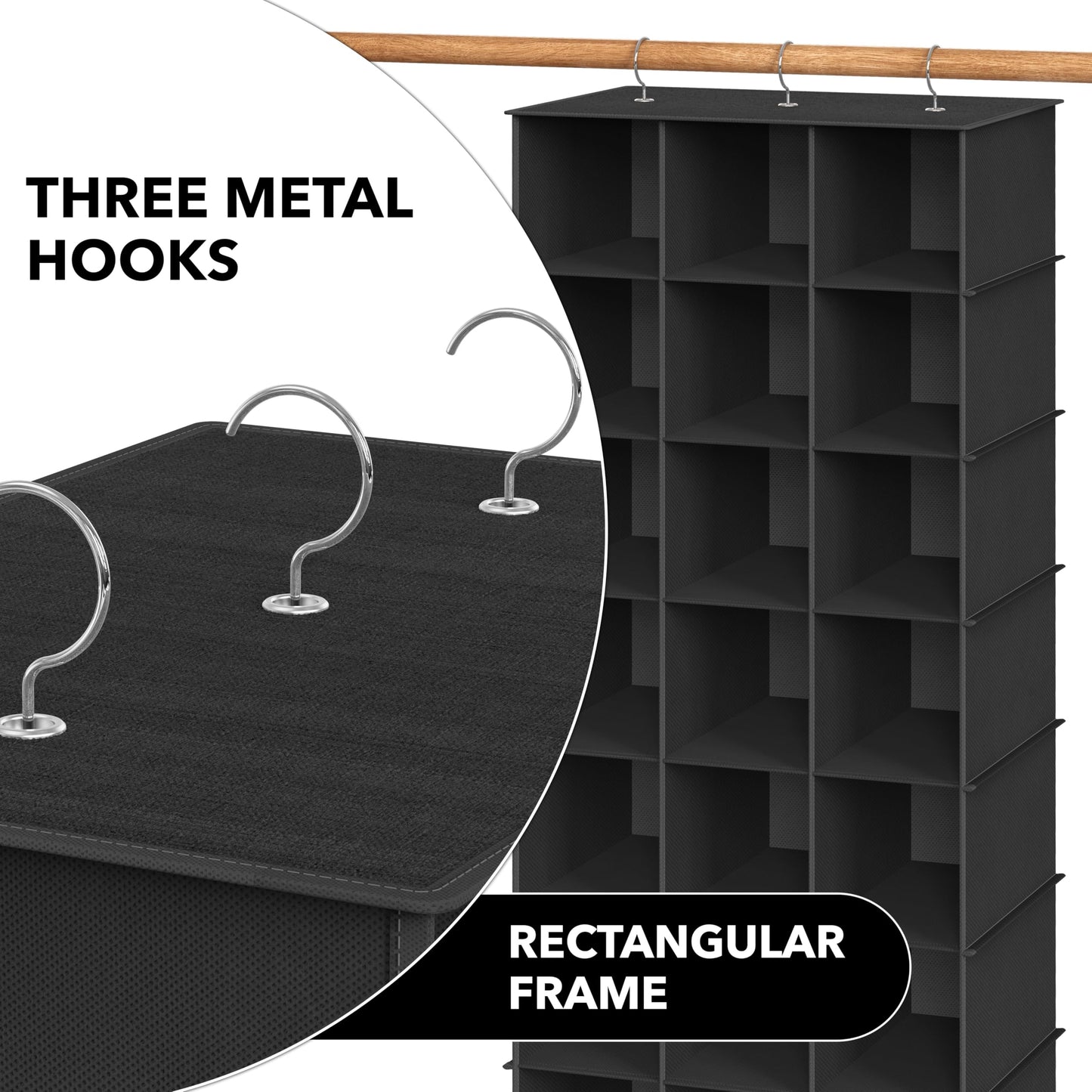 Simple Houseware Hanging Shoe Shelves Closet Organizer Storage, 24 Sections, Black