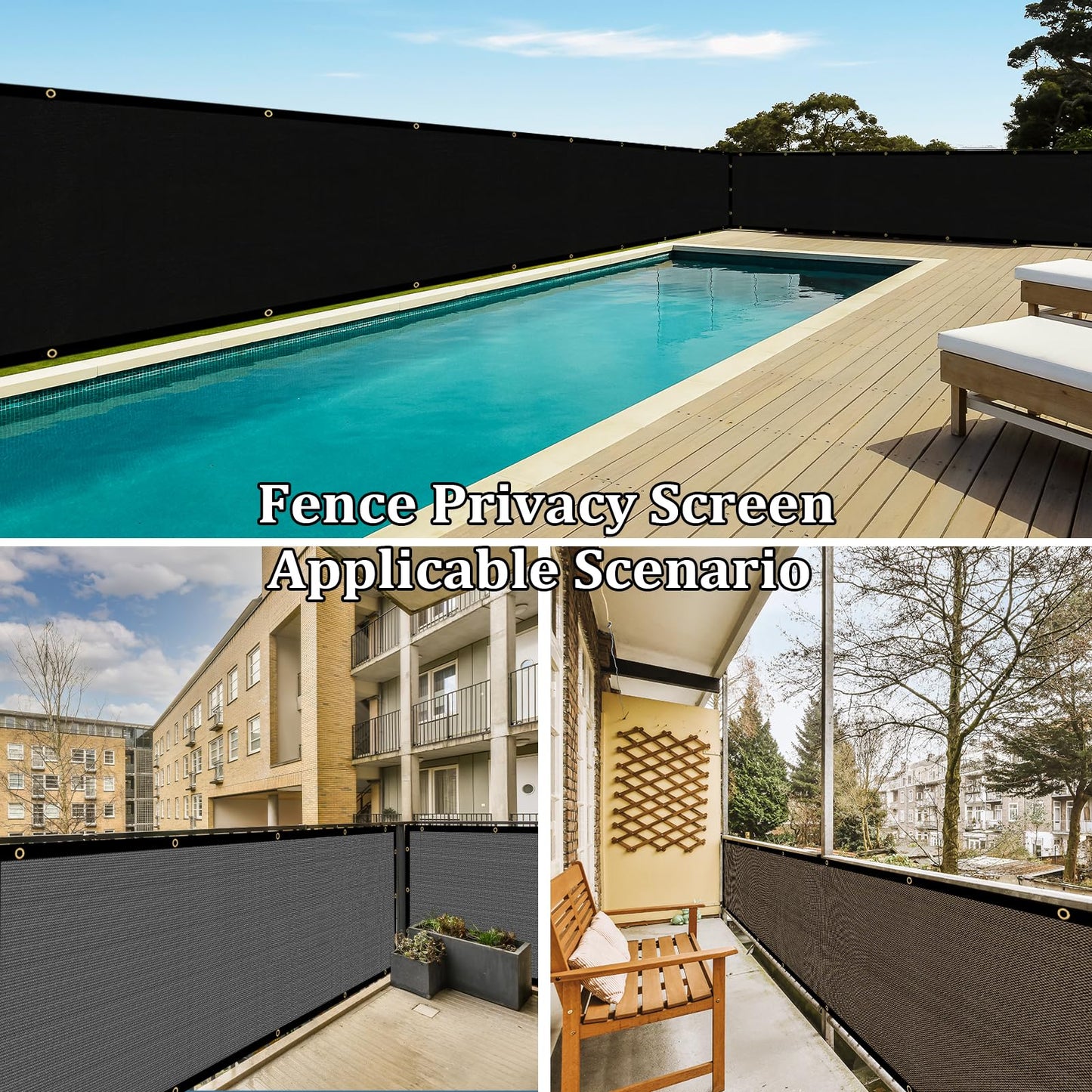 Shade&Beyond 6' X 25' Fence Privacy Screen Heavy Duty 170 GSM Fencing Mesh Shade Net Cover for Wall Garden Yard Backyard Indoor Outdoor Decoration, Black