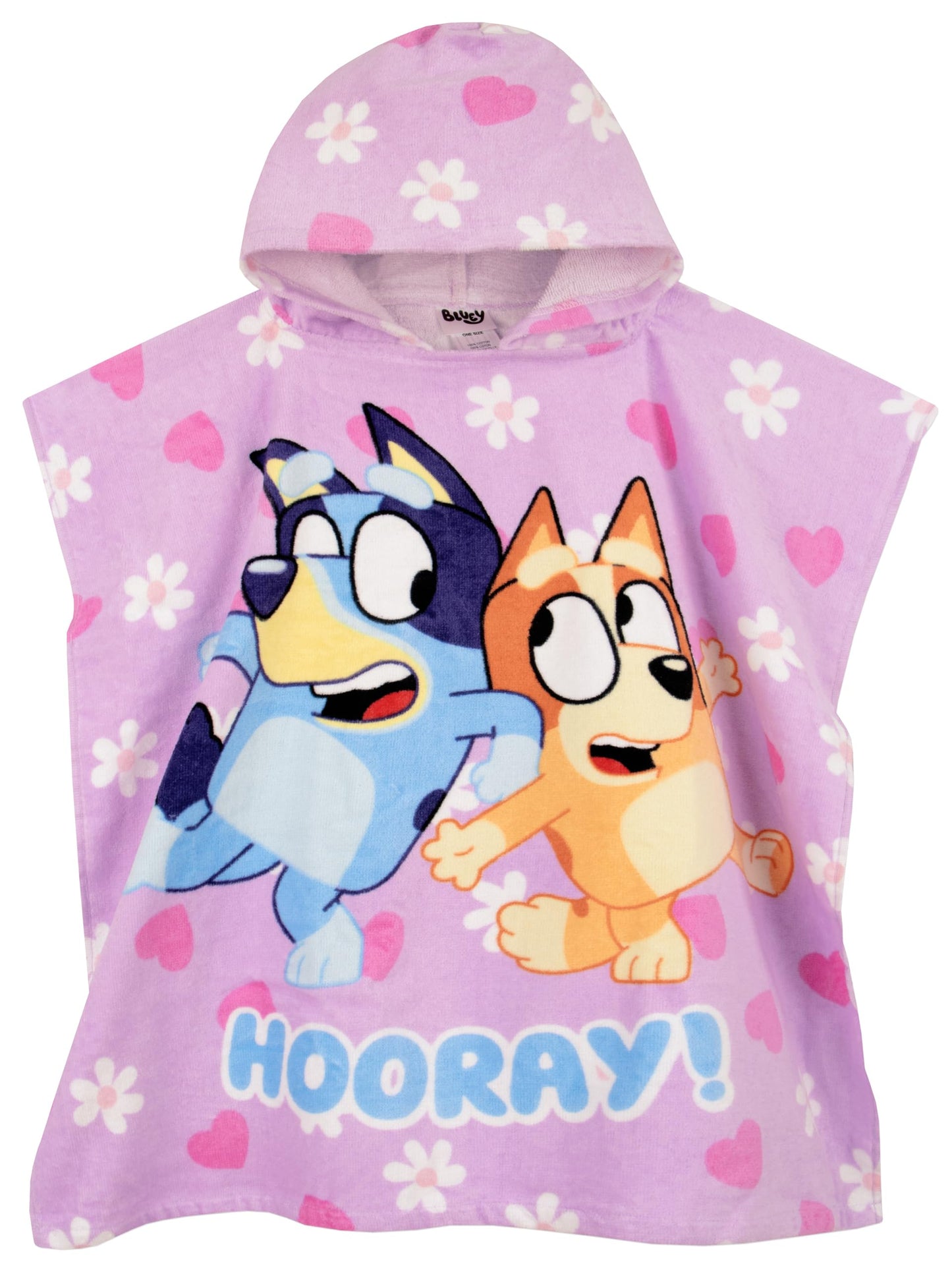 Bluey Towel Poncho | Girls Hooded Beach Towel | Cotton Girls Bath Towels | Kids Swimming Towels | One Size | Purple