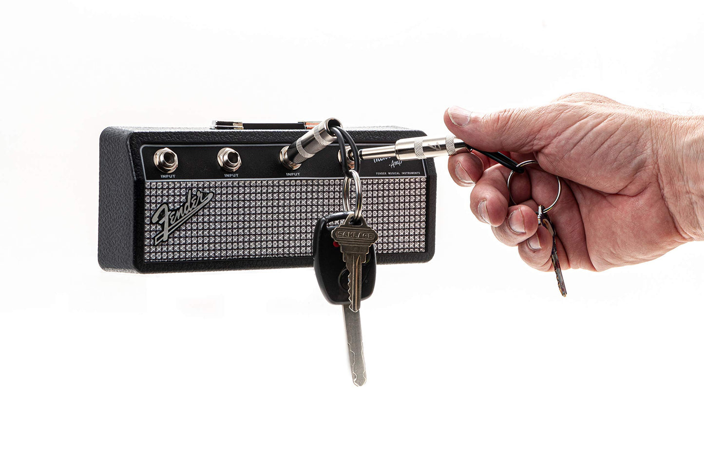 Pluginz - Fender Jack Rack - Includes 4 Guitar Plug Keychains Black/Silver