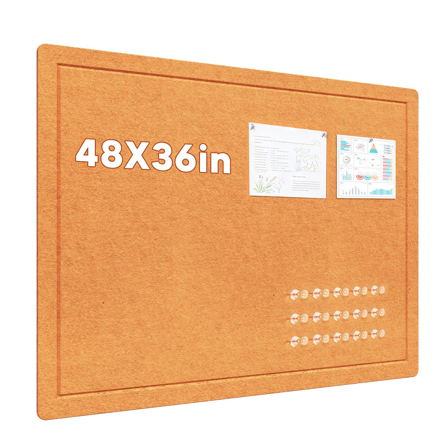 MQAAUP Cork Bulletin Board, 48×36 in Frameless Foldable and Dual Installation Felt Pin Board, Self-Healing Felt Board for Wall, Multi-use Vision & Picture Collage Pin Board with 15 Push Pins