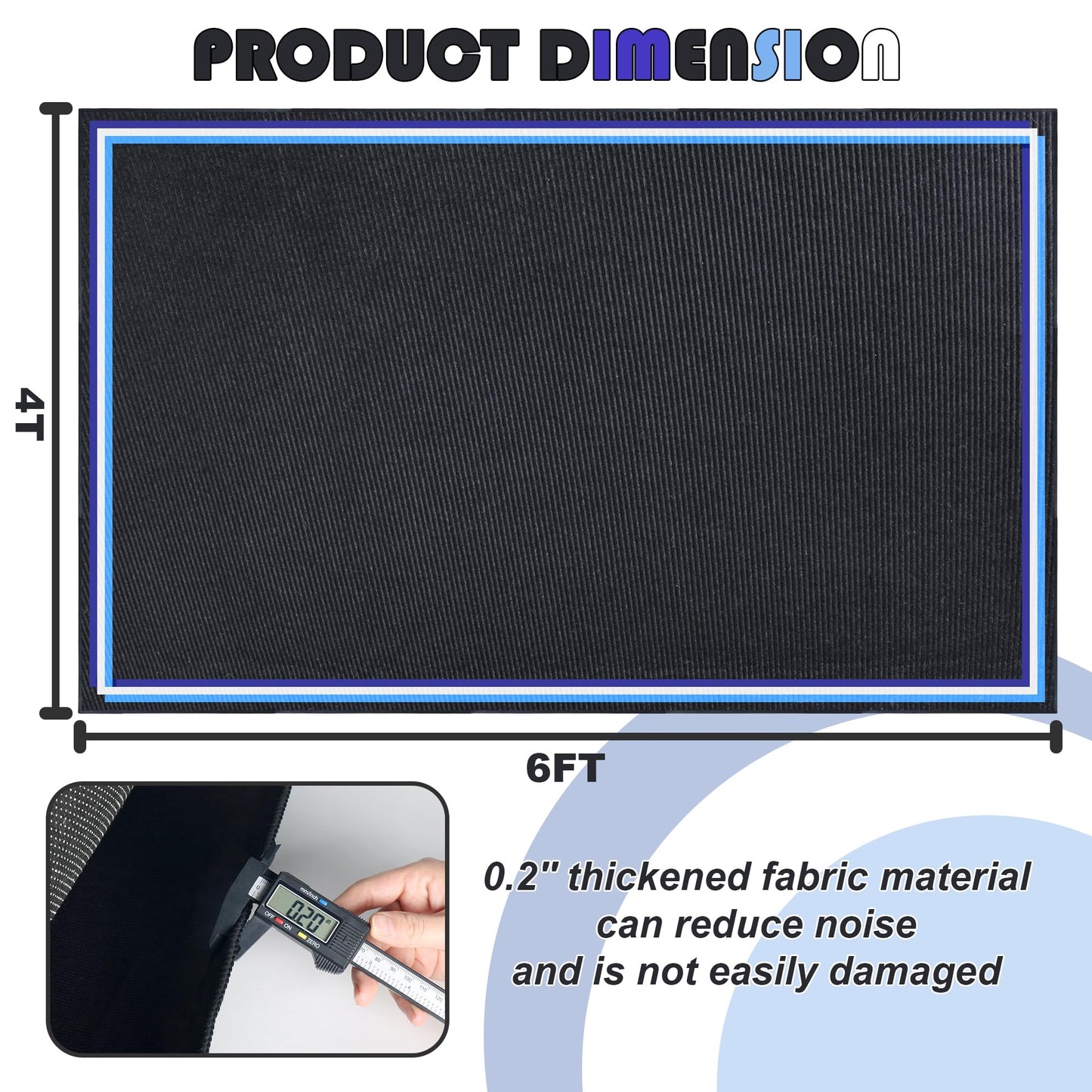 Invech 4 x 6 Ft Drum Rug, Blue, Non-Slip, Soundproof, Modern, Flat Woven, Rock Pattern, Multi-purpose, Music Room, Polyester, Throw Rug