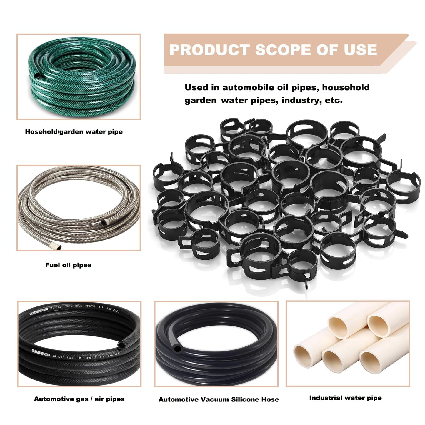 171Pcs 6-25mm Spring Band Hose Clamps With Swivel Flat Plier 15 Sizes Assortment Kit, Fuel Line Silicone Vacuum Hose Steel Clip Clamp,Low Pressure Air Pipe Fasteners In Automotive, Marine, Gardening