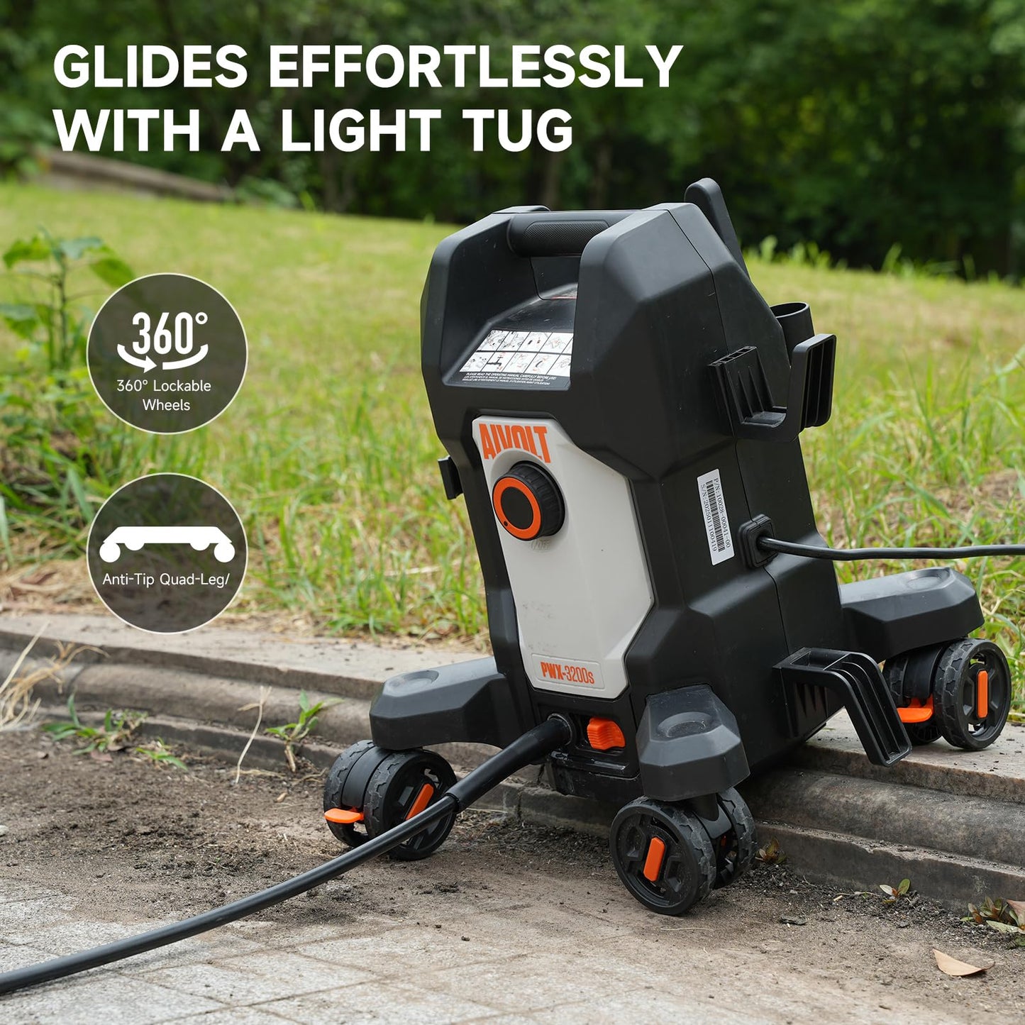 AIVOLT Electric Pressure Washer, Anti-Tipping Power Washer Pressure with 36FT Cable & 25FT Hose, 4 Nozzles, Soap Tank, High Pressure Cleaner Machine for Car Washing, House, Garden