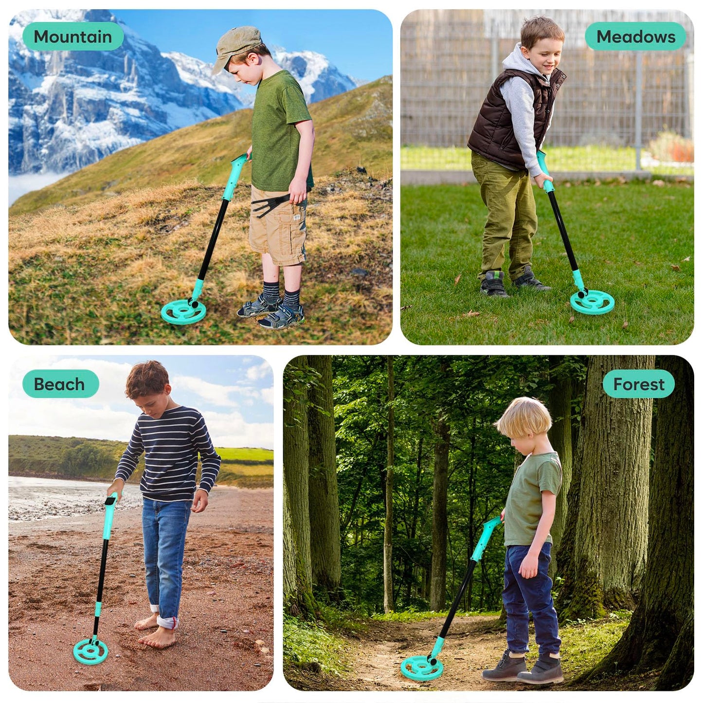 Metal Detector for Kids, iTayga Adjustable Kids Metal Detector(24"-35"), High Accuracy Coil Professional Waterproof Foldable Metal Detector, Very Lightweight(Only 0.88 Pouds) for Junior & Youth,Blue