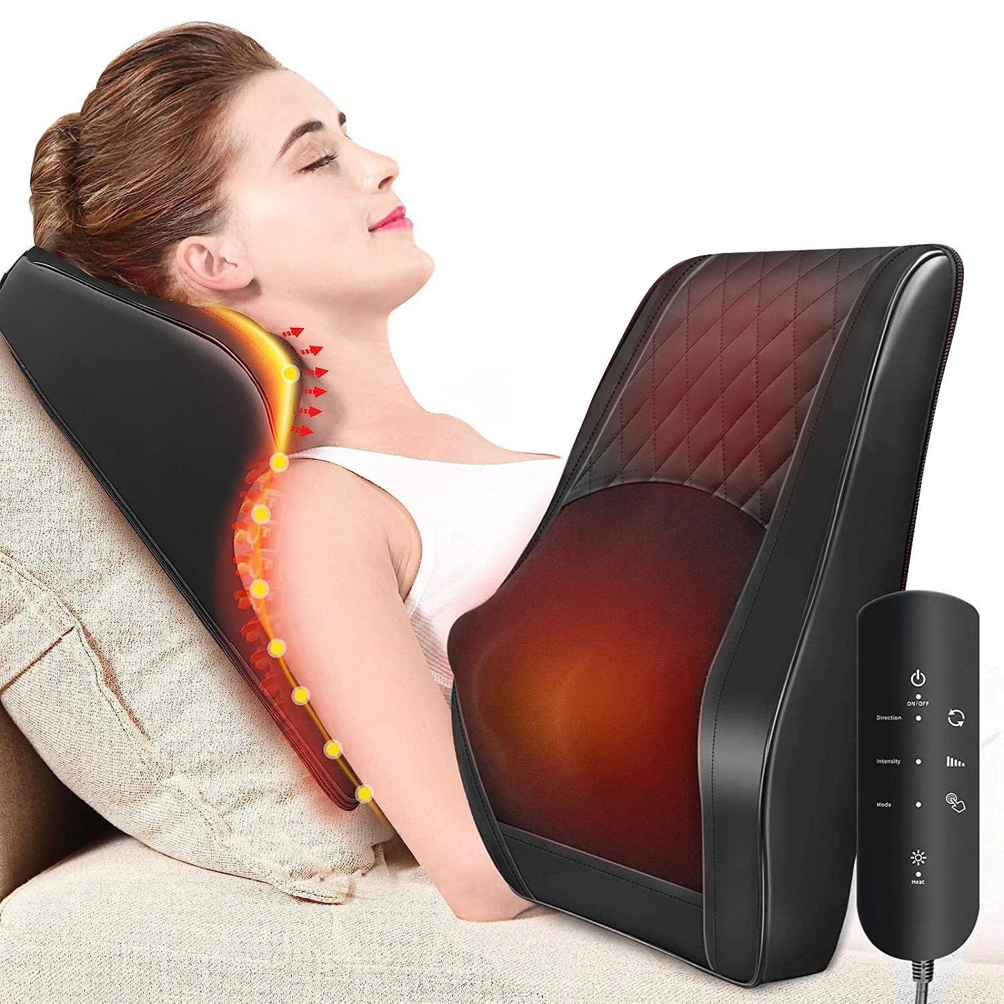 Boriwat Back Massager Neck Shoulder Massager with Heat, Shiatsu Massage Pillow for Pain Relief, Masseur for Neck, Back, Shoulder and Leg, Gifts for Men Women Mom Dad, Stress Relax at Home and Office
