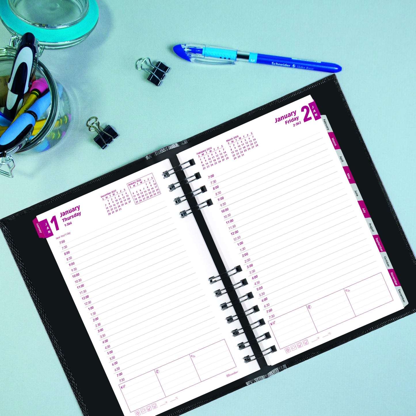 Brownline® 2026 CoilPro™ Daily/Monthly Planner, Appointment Book, 12 Months, January to December, Twin-Wire Binding, 8" x 5", Black (CB634C.BLK-26)
