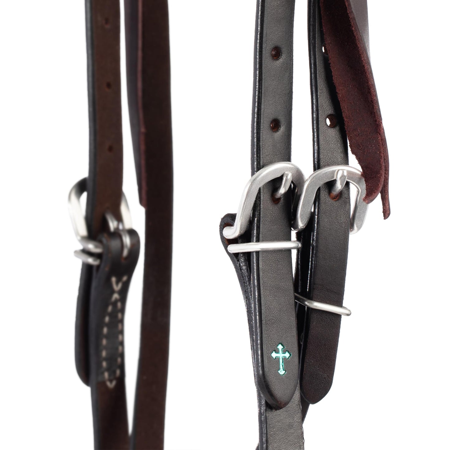 Turquoise Cross Skirting Leather Headstall Dark Oiled Horse Size 45-0150