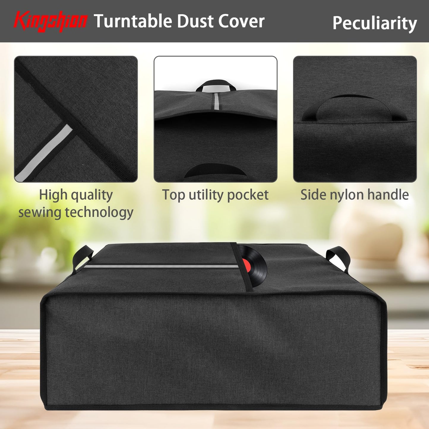 Kingshion Turntable Dust Cover, Record Player Protective Case, Dust and Scratch Proof, Compatible with SL-Q300/SL-B250 /SL-B260/SL-BD20/SL-BD27/SL-BD35/SLD-20/SL-PC11/SL1200/SL1210 Pioneer PLX 1000