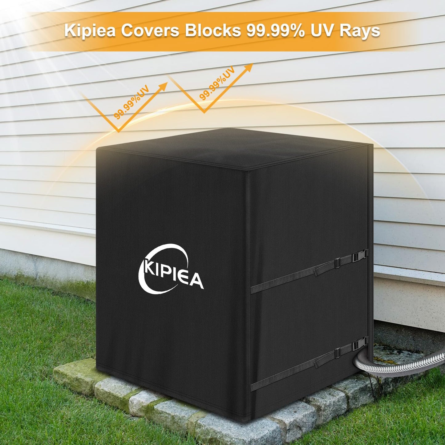 Kipiea Heavy Duty Air Conditioner Cover for Outside Units, Windproof, Anti-UV, Tear & Fade Resistant AC Cover for Winter (28" W x 28" D x 30" H)