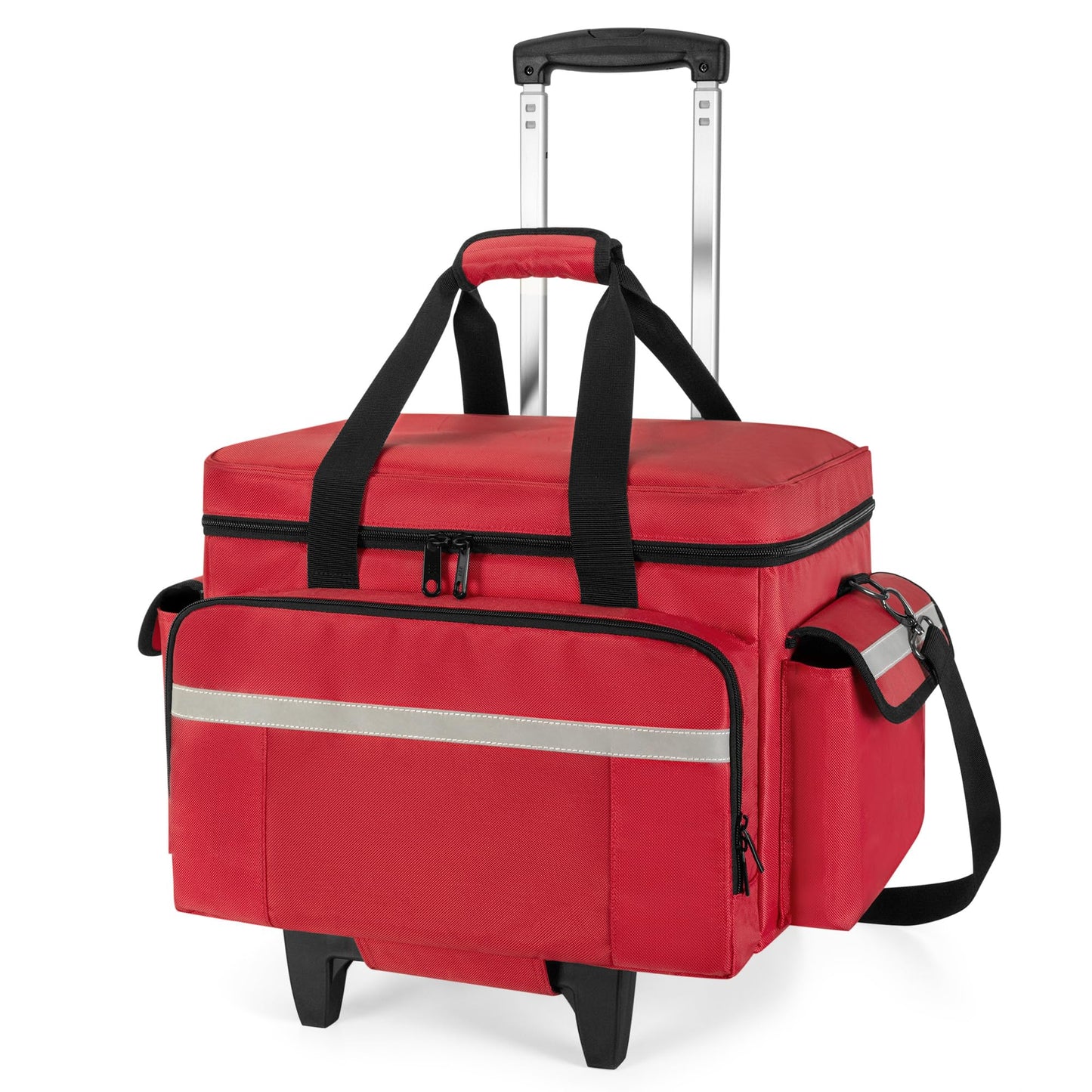 Trunab Medical Bag on Wheels with Detachable Trolley, Rolling Nurse Tote with Removable Dividers, First Responder Bag Empty with Adjustable Shoulder Strap for Nurse, Doctor, Bag ONLY